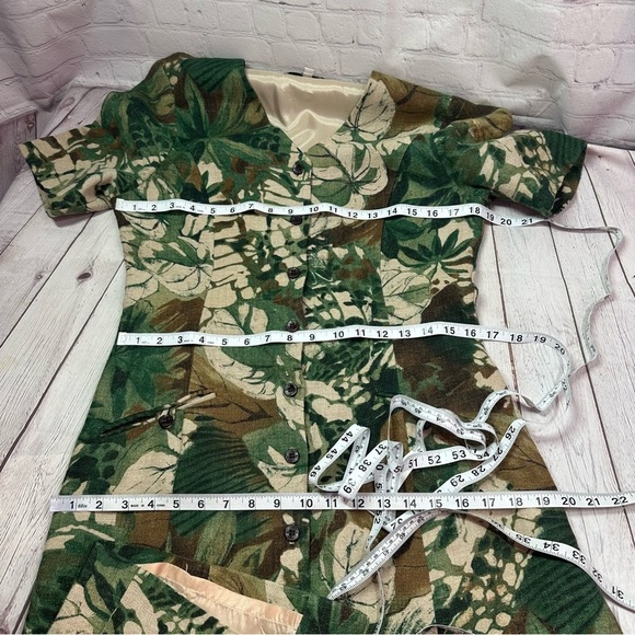 carrie hutton 100% linen button front Sheath Dress sz 10 tropical jungle print - Picture 5 of 9